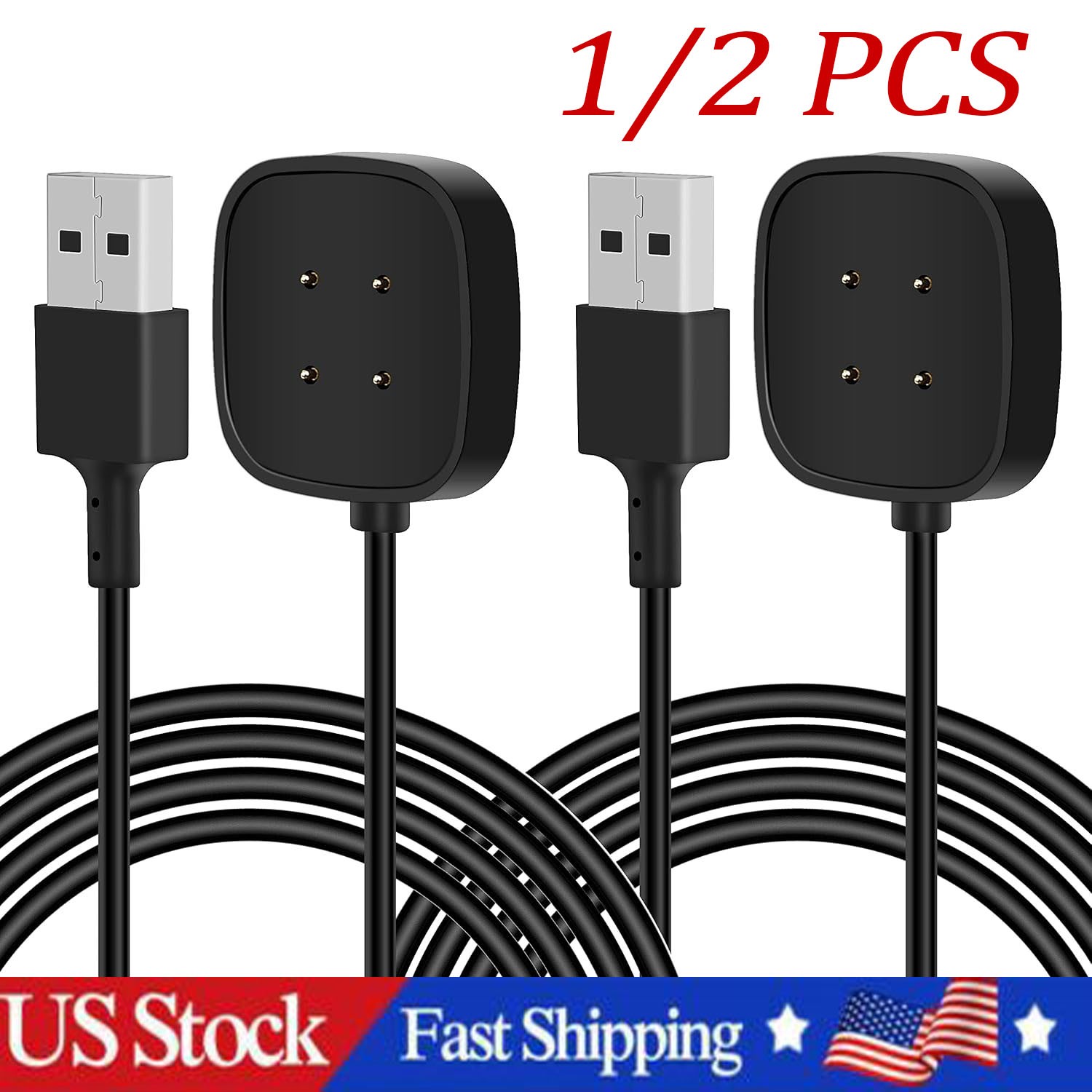 Wireless Charger For Fitbit Sense Versa 3 4 Watch USB Fast Charging Dock Cable