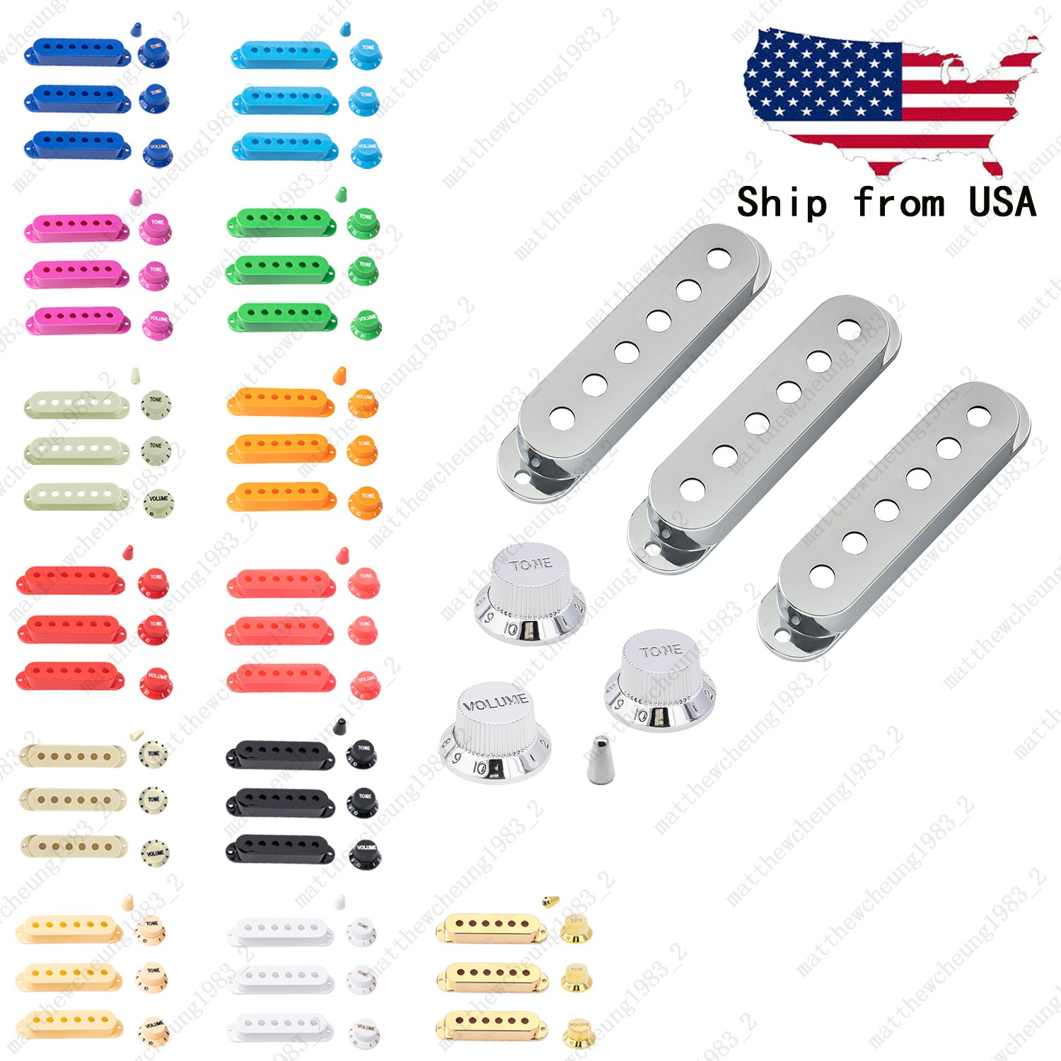 48/50/52 Guitar Pickup Covers Knobs Switch Tip Set For Fender SQ ST Multicolors