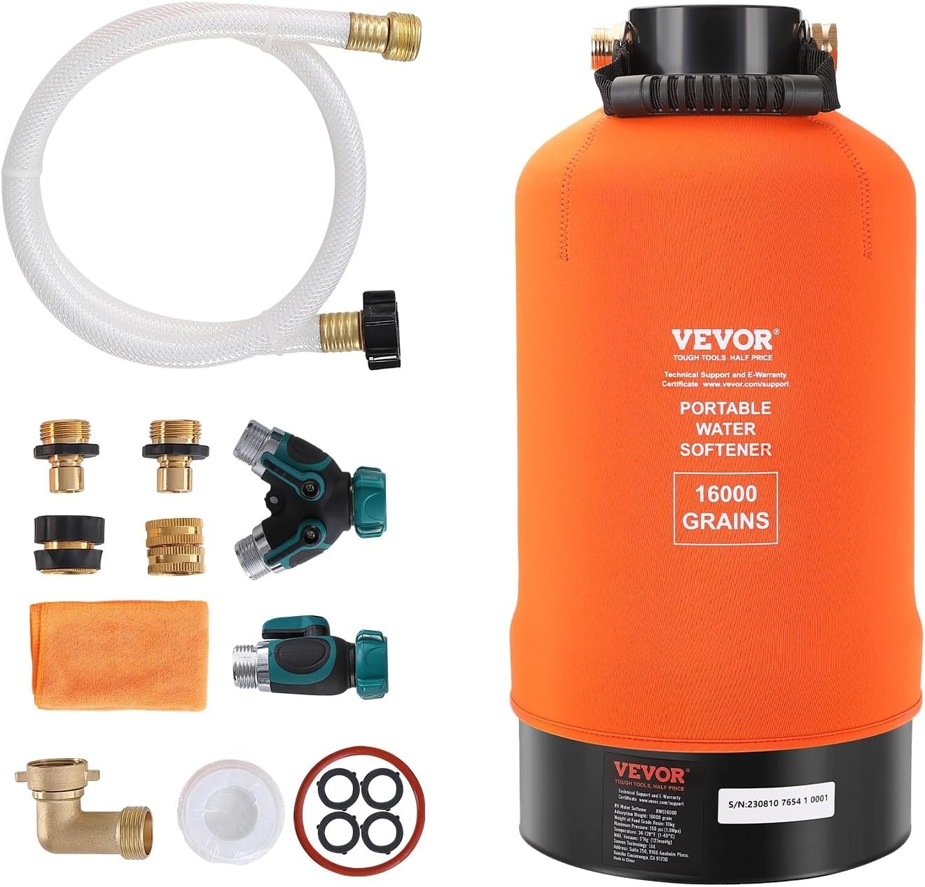 RV Water Softener, 16,000 Grain Portable Water Softener, with 3/4" Brass ......