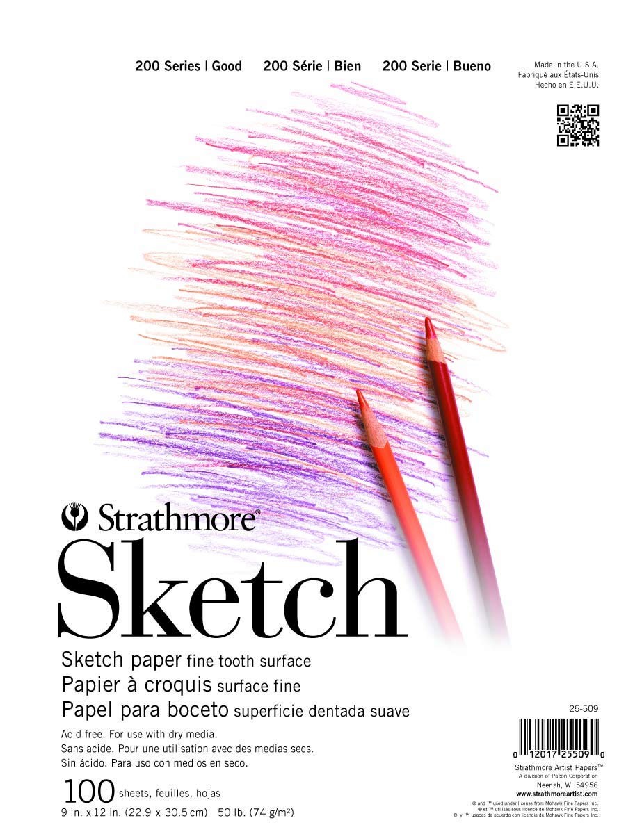 Strathmore 200 Series Sketch Pad, 9x12 inch, 100 Sheets, Tape Bound - Artist ...