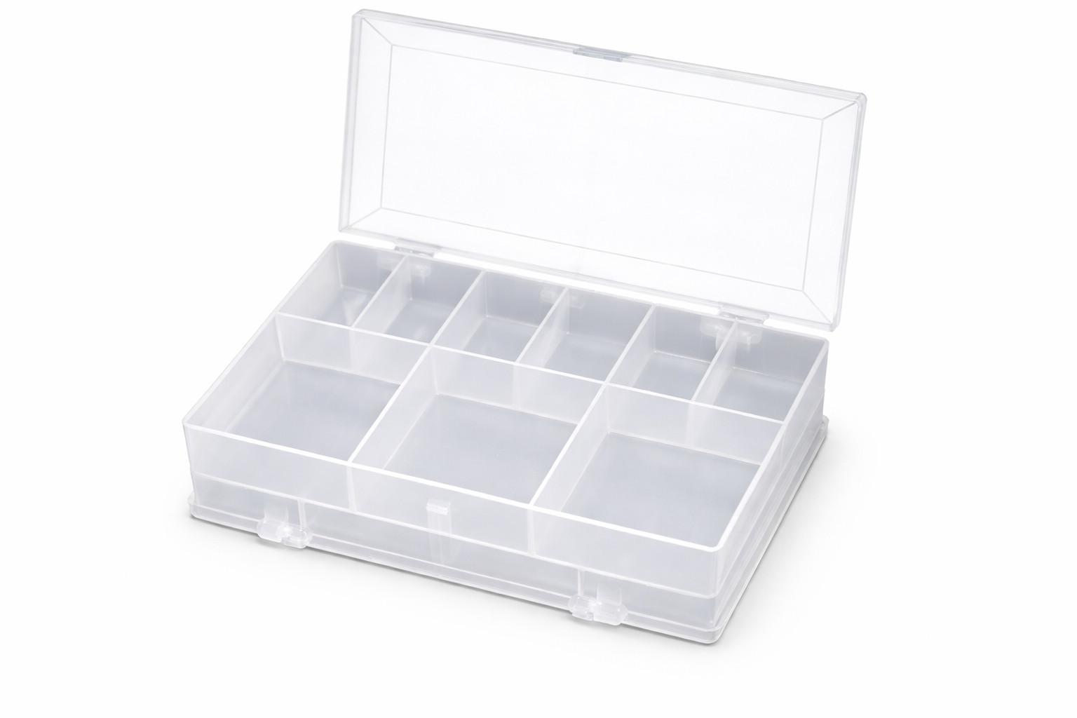 Clear Plastic Storage Organizer Box with Fixed 16 Compartments Double-Sided!