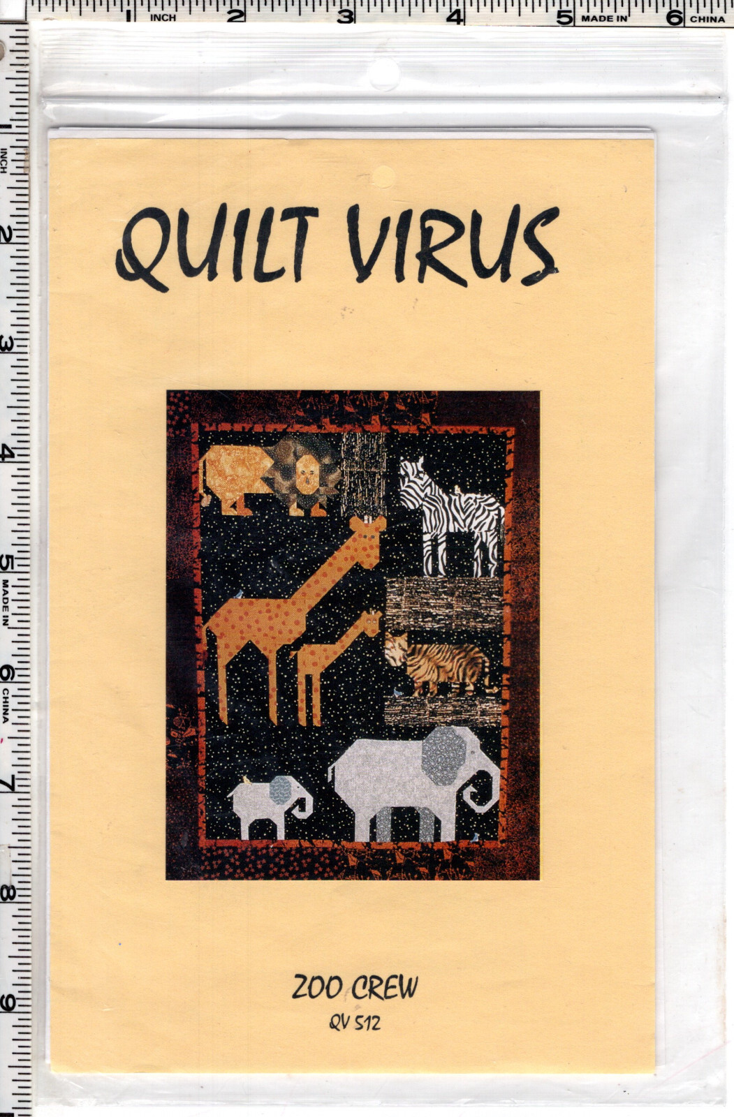 "Zoo Crew" Quilt Virus Quilting Sewing Appliqué Craft Pattern # QV 512