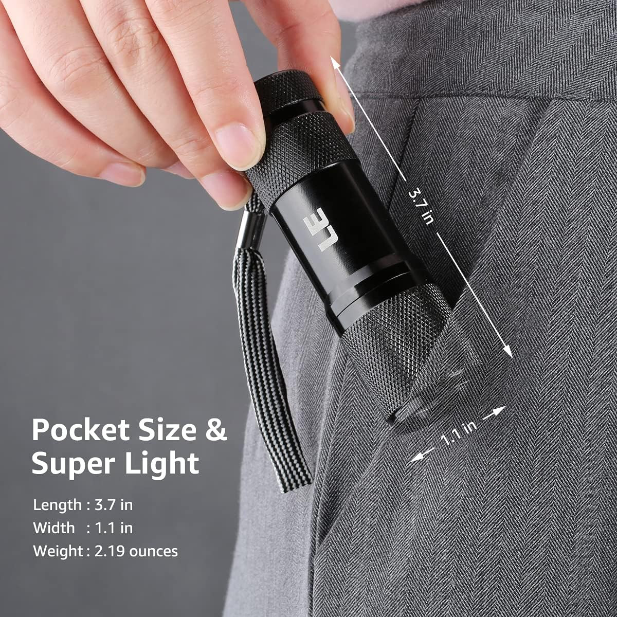 Lighting EVER Black Light Flashlight, Small UV Lights 395Nm, Portable Ultraviole