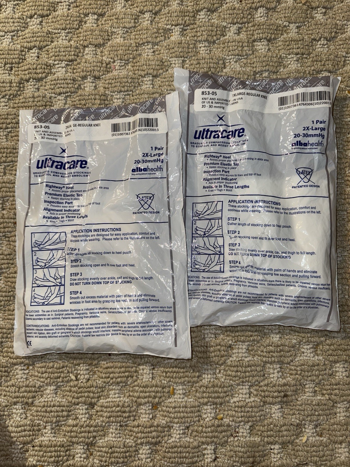 ALBA 853-05 ULTRACARE ANTI-EMBOLISM STOCKINGS 2XL  New Lot Of 2 pair