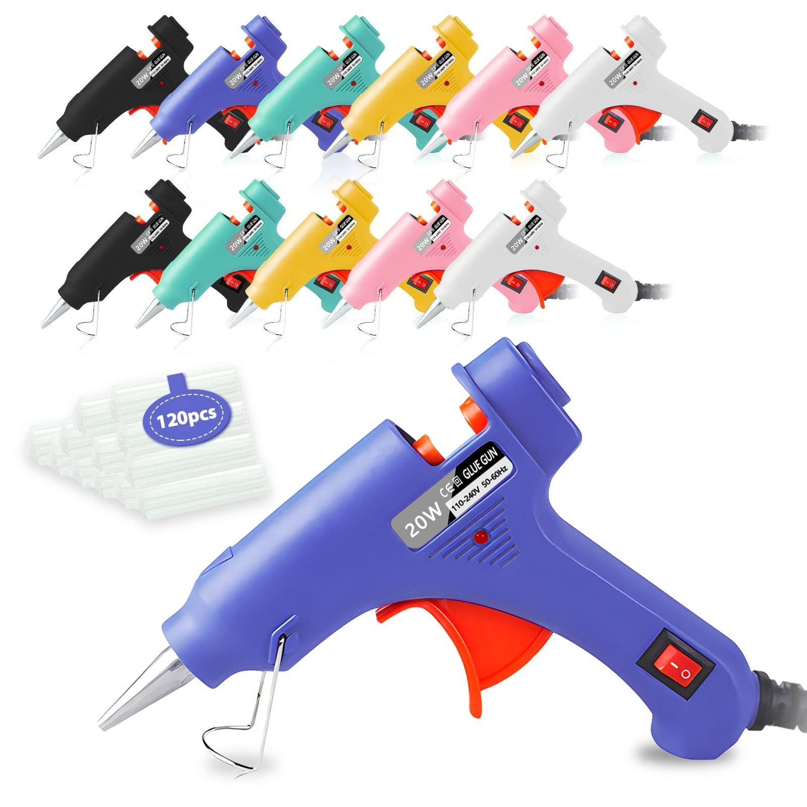 12 Pack Mini Hot Glue Gun Kit w/ 120 Glue Sticks, Crafts & DIY