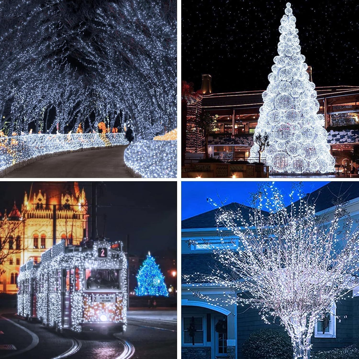 2 Pack 66FT Solar String Lights Outdoor Fairy Light 200LED 8 Modes IP67 White