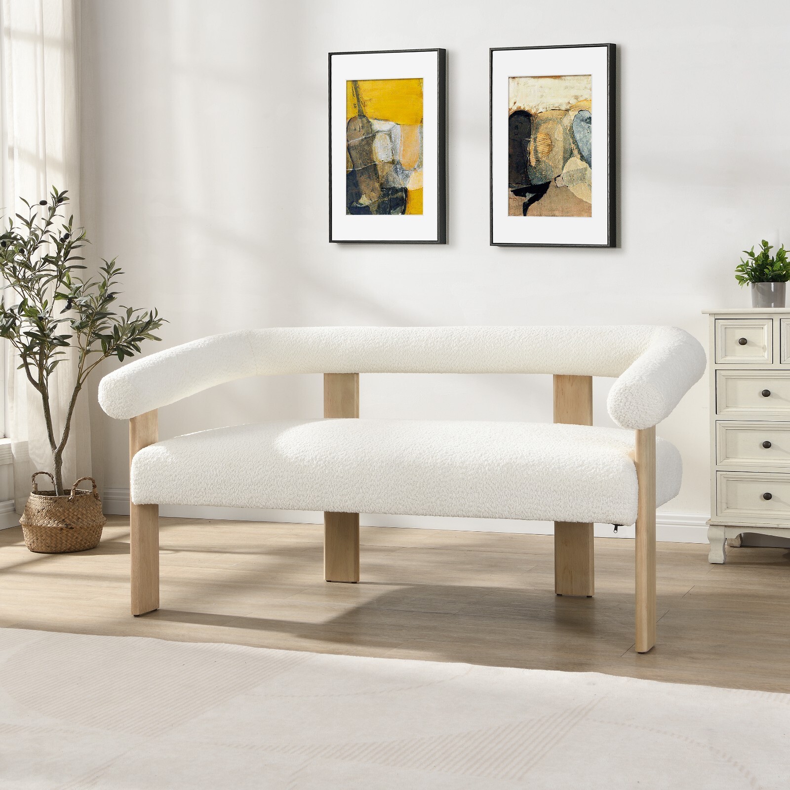 Modern Fabric Loveseat Sofa Bench Upholstered 2-Seat Armchair LivingRoom Bedroom