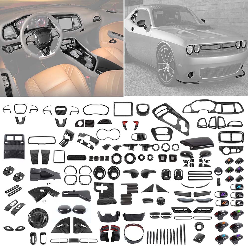 Carbon Fiber Interior Parts Full Decoration Cover Trims for Dodge Challenger 15+
