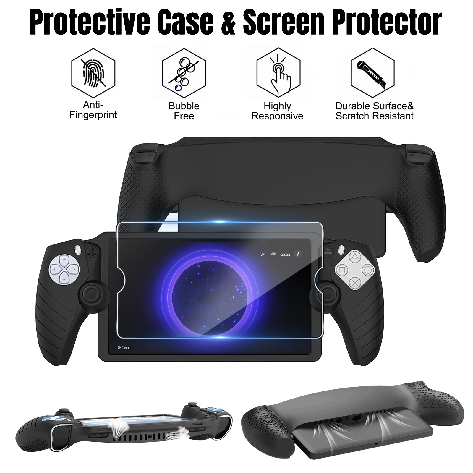 Carrying Case Bag+Shell Cove+Tempered Glass Protector For PS5 PlayStation Portal
