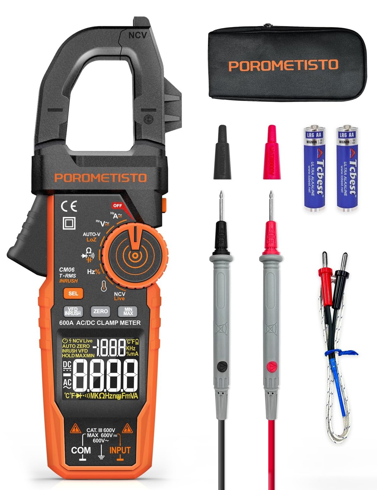Inrush Clamp Meter with Flashlight,CM06 Clamp Multimeter,T-RMS 6000 Counts 60...
