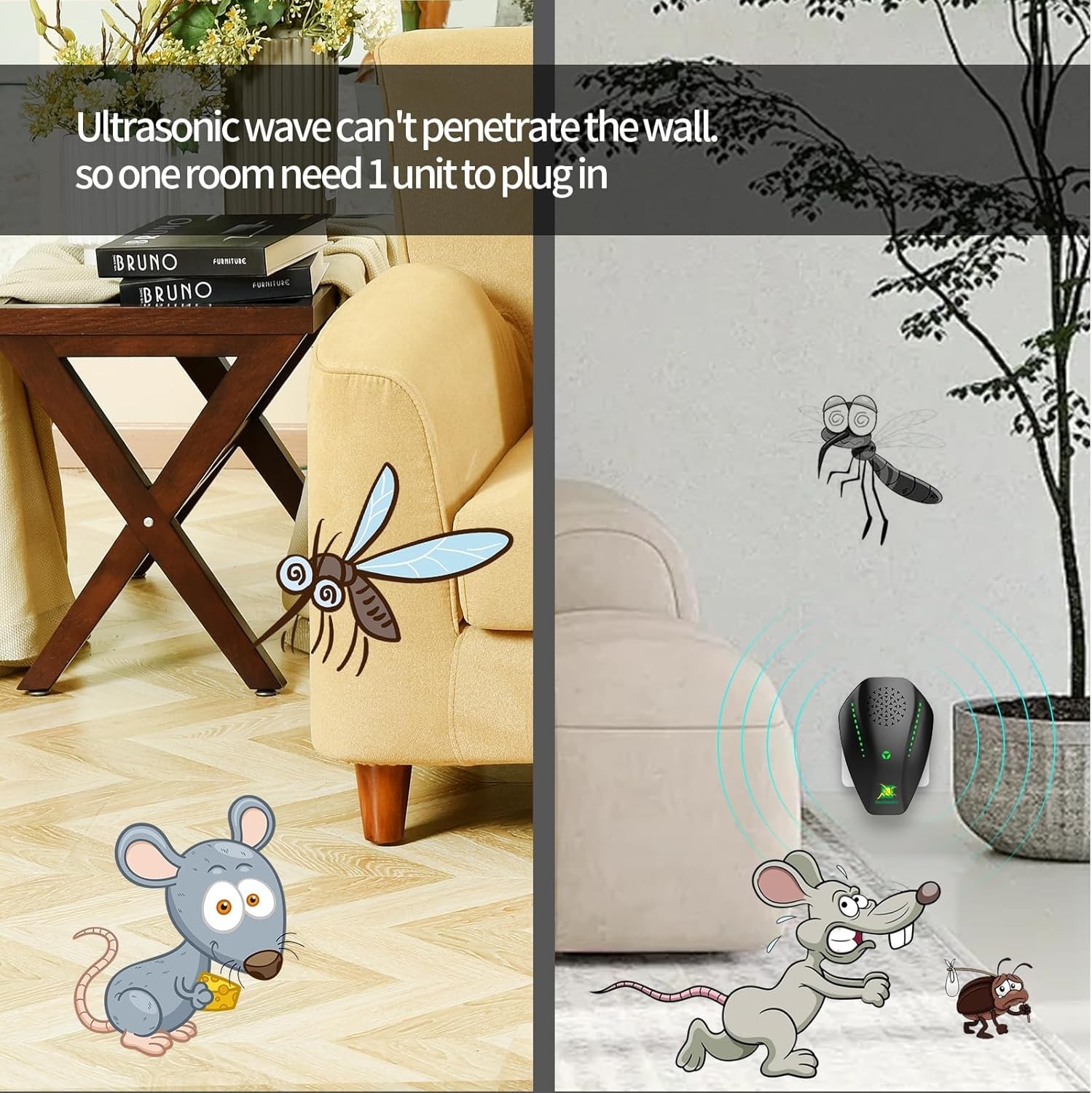 Ultrasonic Pest Repeller Indoor Plug In for Roach Mosquito Mouse Bug