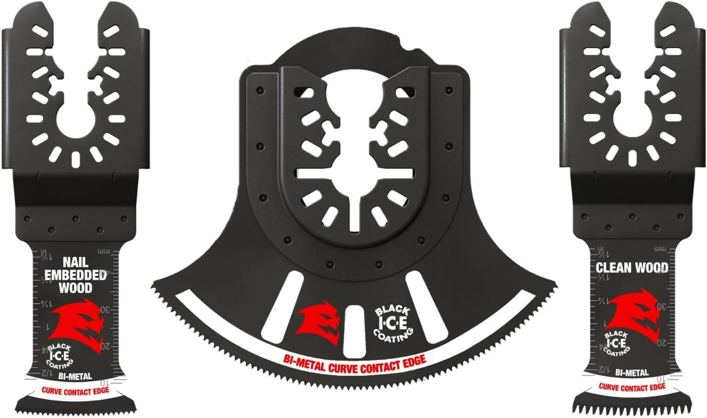 3-Piece Universal Fit Bi-Metal Oscillating Blade Set - Includes Blades for Nail-