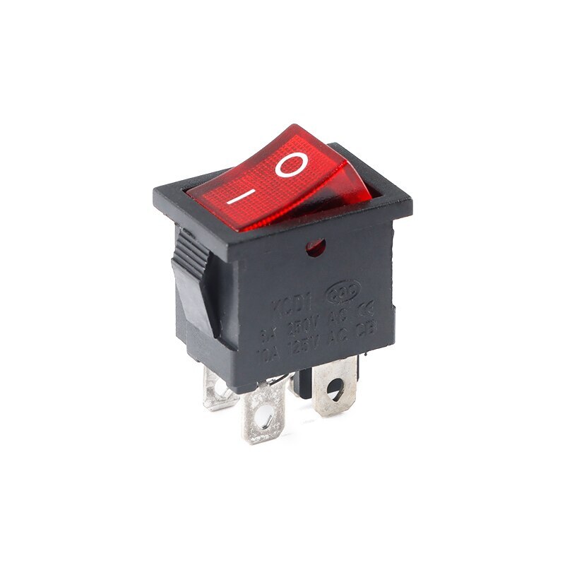 10pcs Ship type switch/ Small Rocker Switch KCD1-104N 4 pin with light 6A 250V