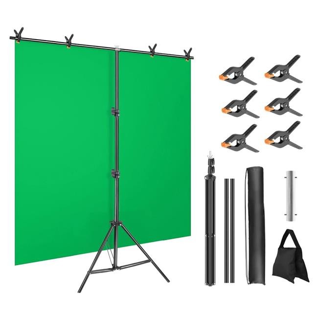 5x6.5 ft. T-Shape Photo Video Backdrop Stand Heavy Duty with 6 Spring Clamps ...