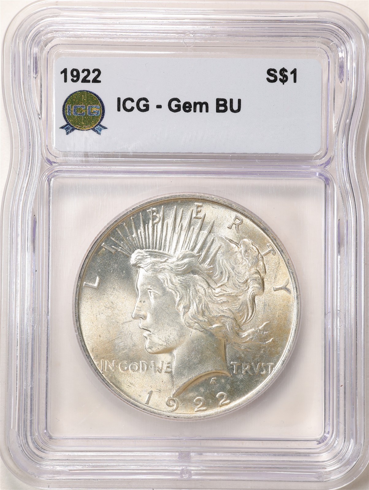 1922 $1 Peace Silver Dollar Gem BU ICG 115304