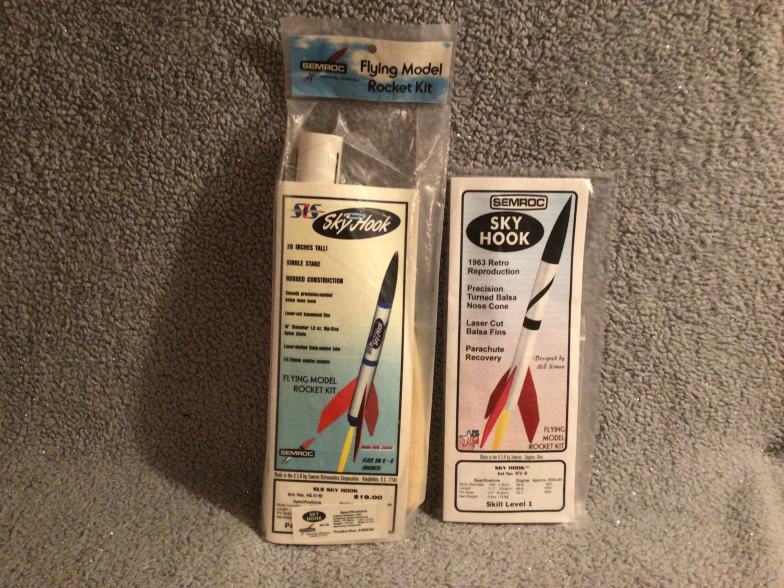 Vintage Semroc Rocket KLV-9 SLS Sky Hook Numbered & KV-9 Sky Hook Lot of 2