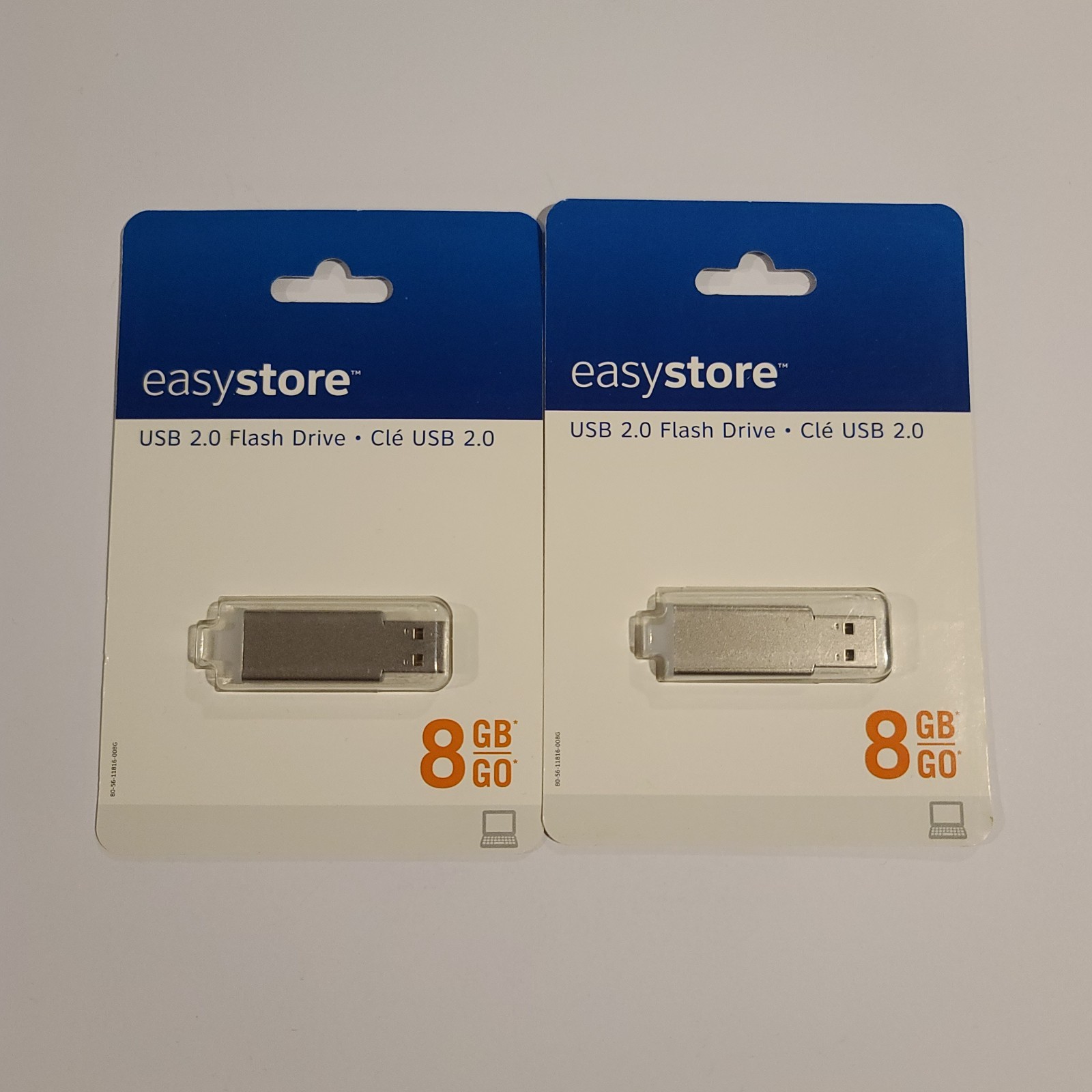 2 Easystore USB 2.0 Flash Drives 8GB