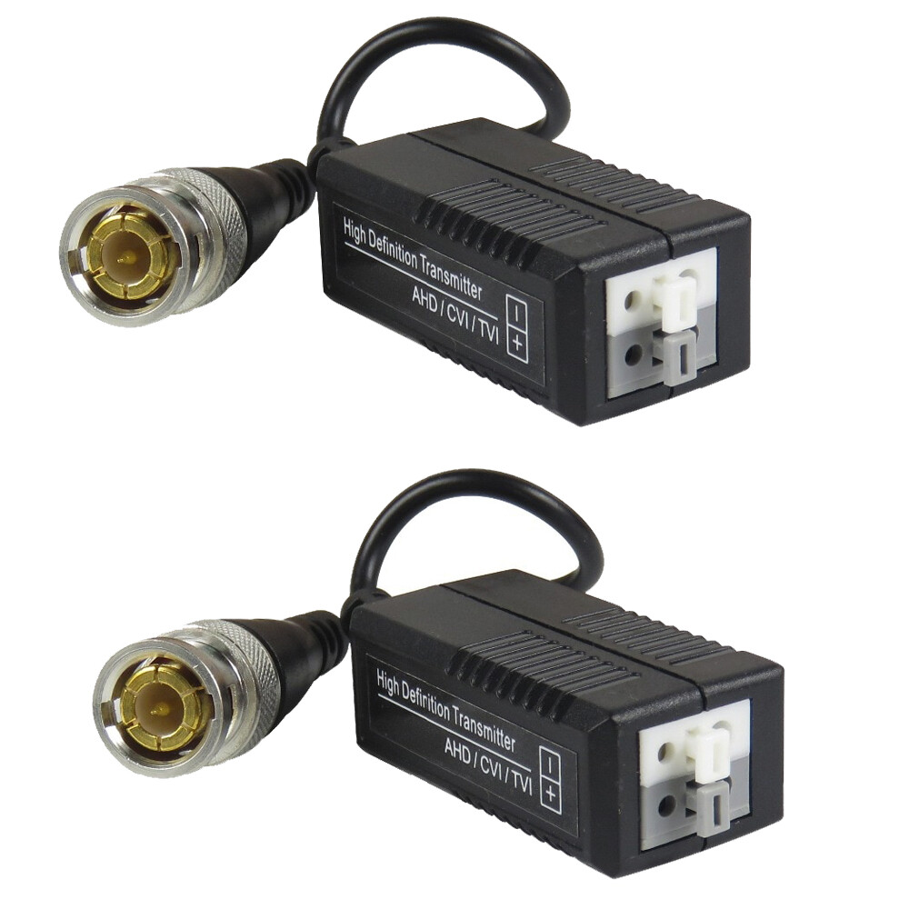 2-Pack 1CH HD Passive Video Balun Analog AHD, HD-CVI, HD-TVI, Push-In Terminals