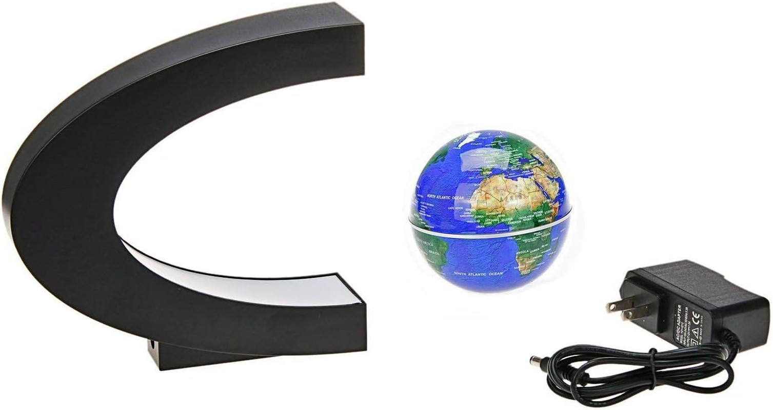 Floating Globe with LED Lights C Shape Magnetic Levitation Floating Globe World