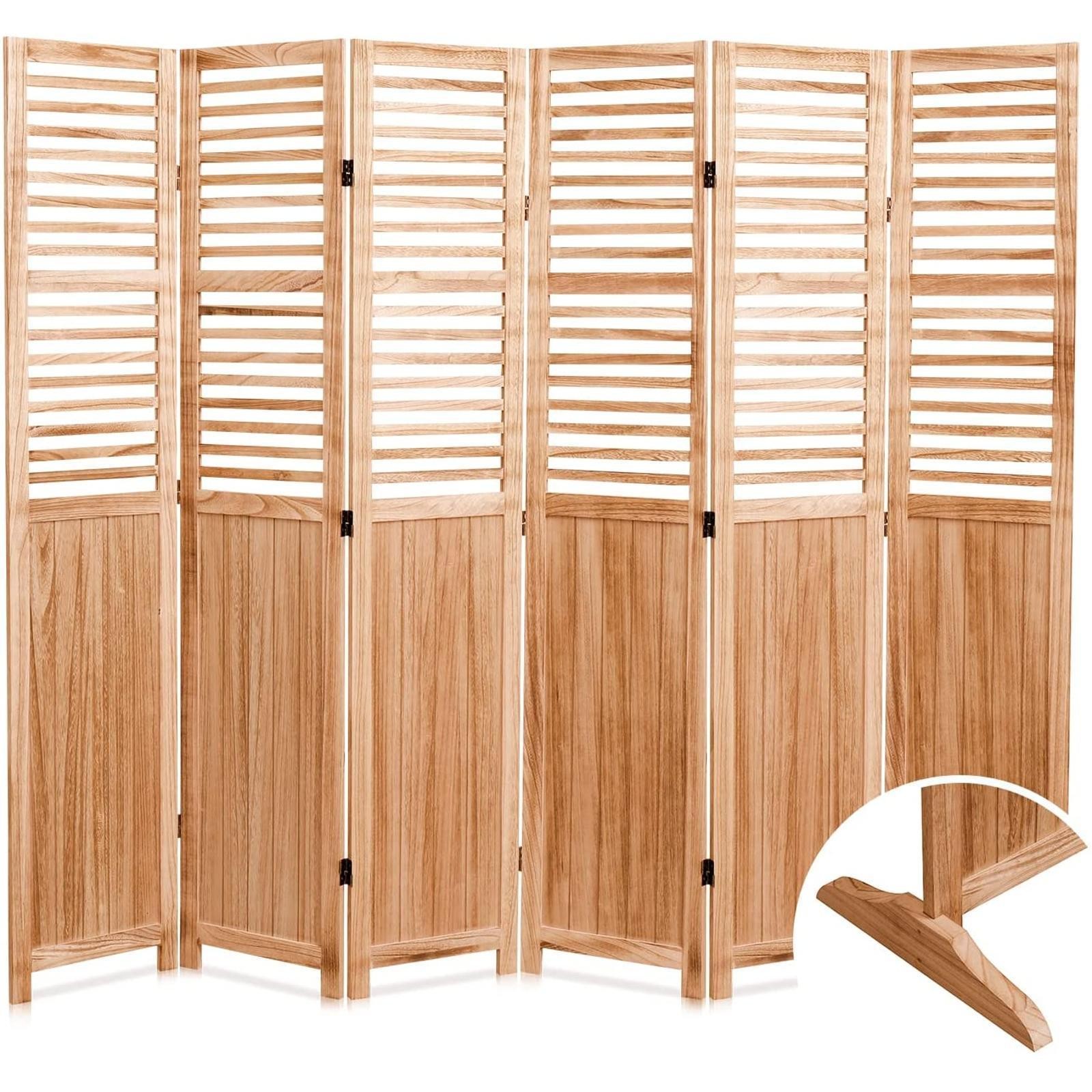 82.8'' W X 65'' H 6 - Panel Solid Wood Folding Room Divider, Normal