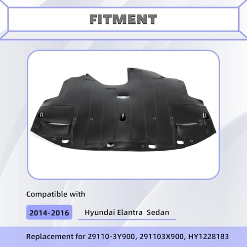 Engine Splash Shield Compatible with 2014-2016 Hyundai Elantra Sedan - Model XXX