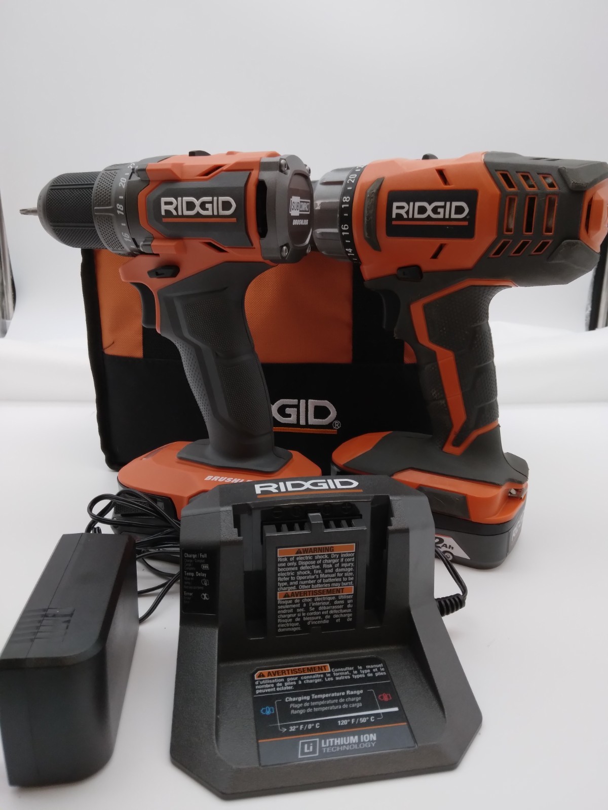 RIDGID R87012/R860052 18V Sub Compact Series Combo Set w/ 2 Batteries and Charge