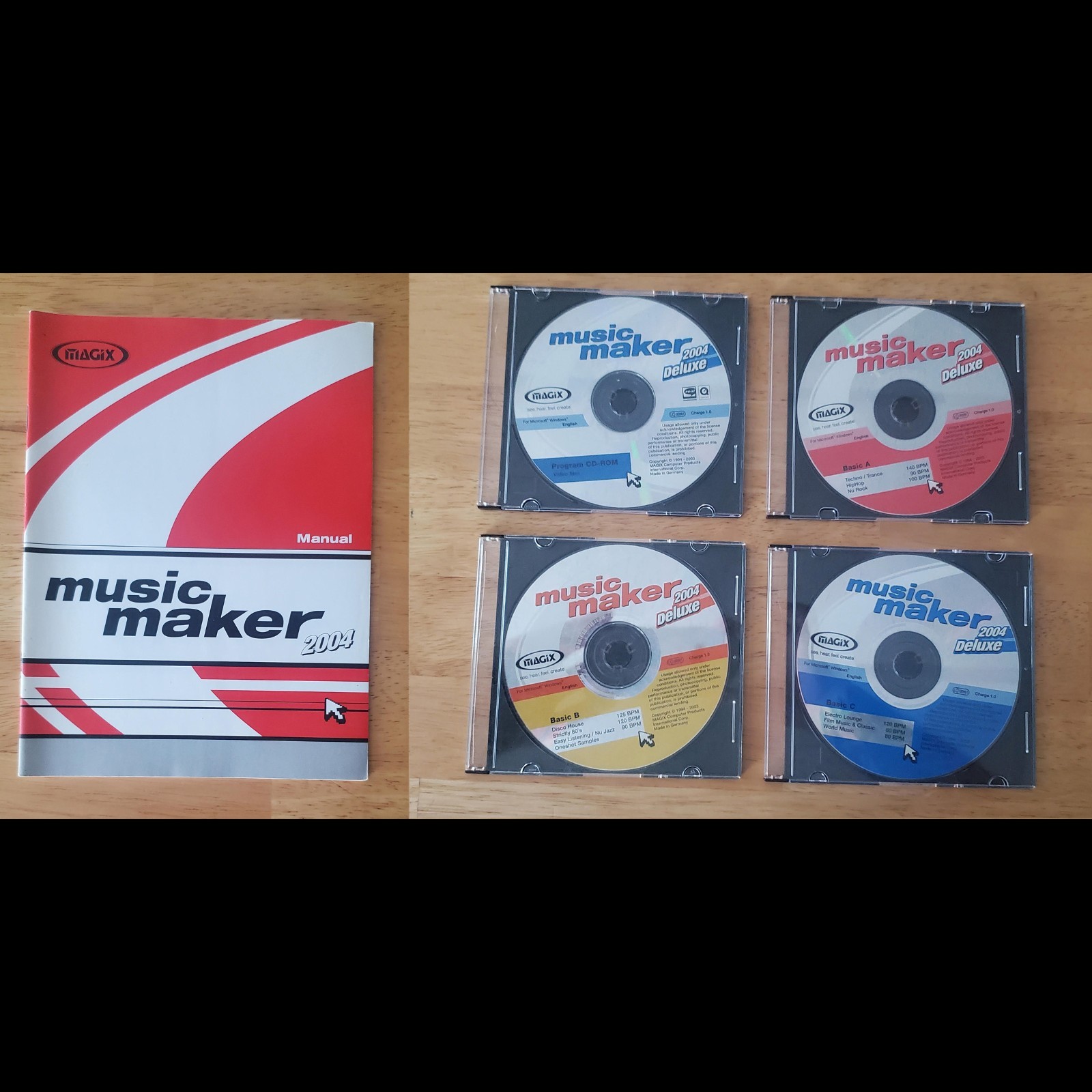 Lot of 4 vintage Magix 2004 Music Maker software discs + book --- FREE SHIPPING