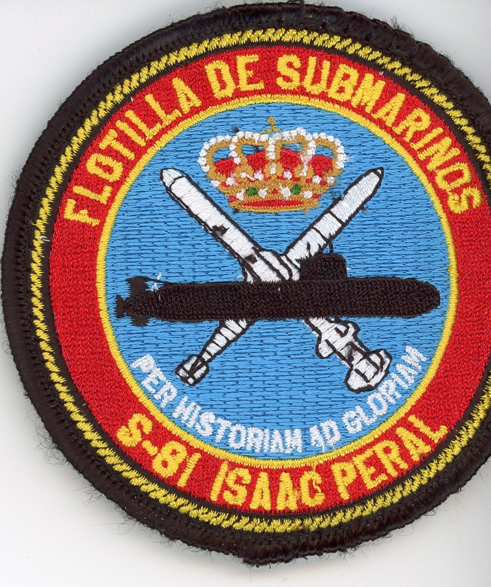 PATCH SPAIN NAVY SUBMARINE FLEET S-81 ISAAC PERAL DOUBLE VEL BACK PARCHE