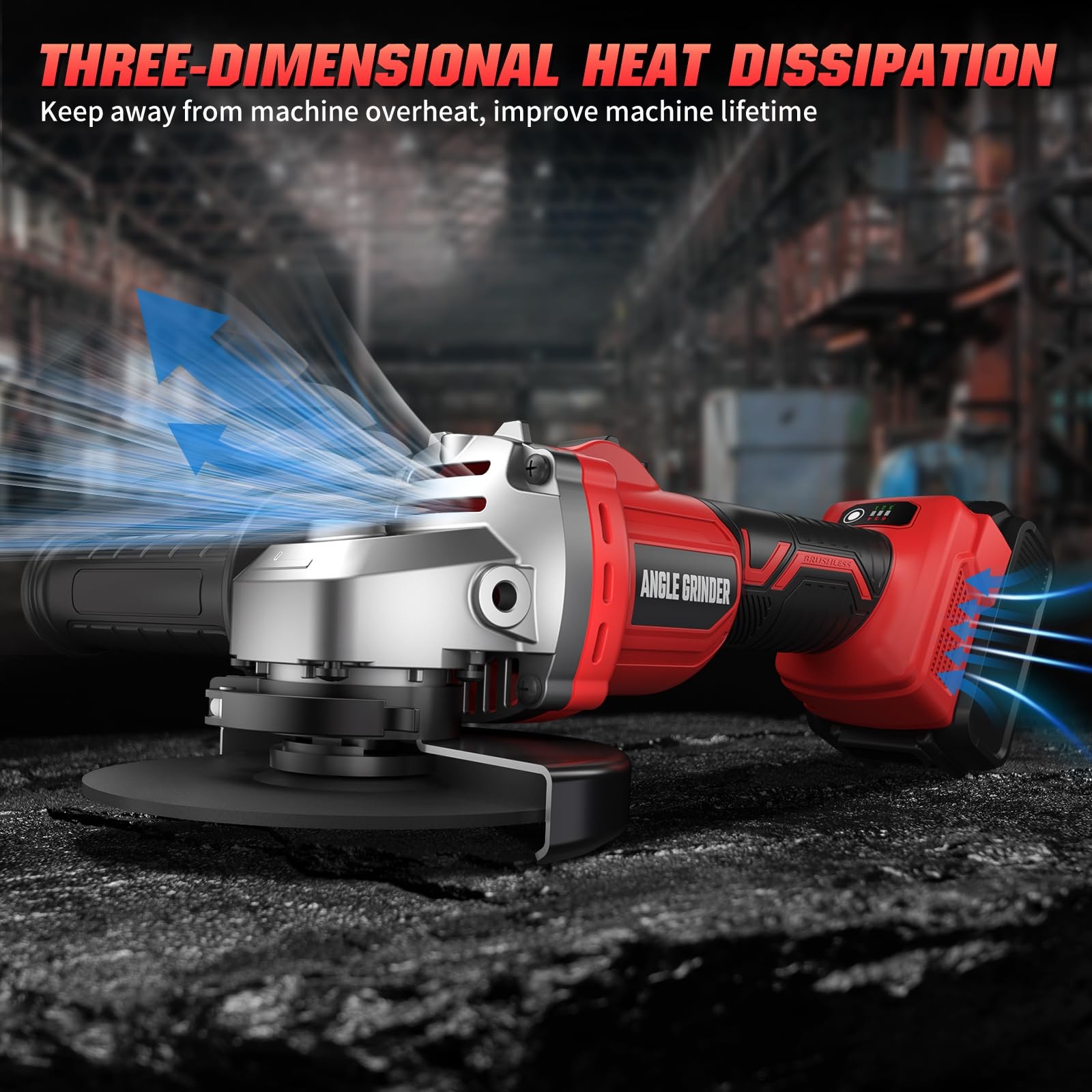 Angle Grinder 41/2" Cordless for Milwaukee 18V/M18 Battery, 6 Variable Speed ...