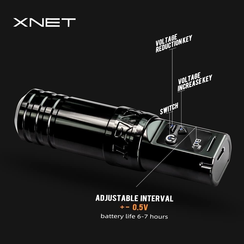 Xnet Vipera Tattoo Machine - Wireless Tattoo Gun - Black
