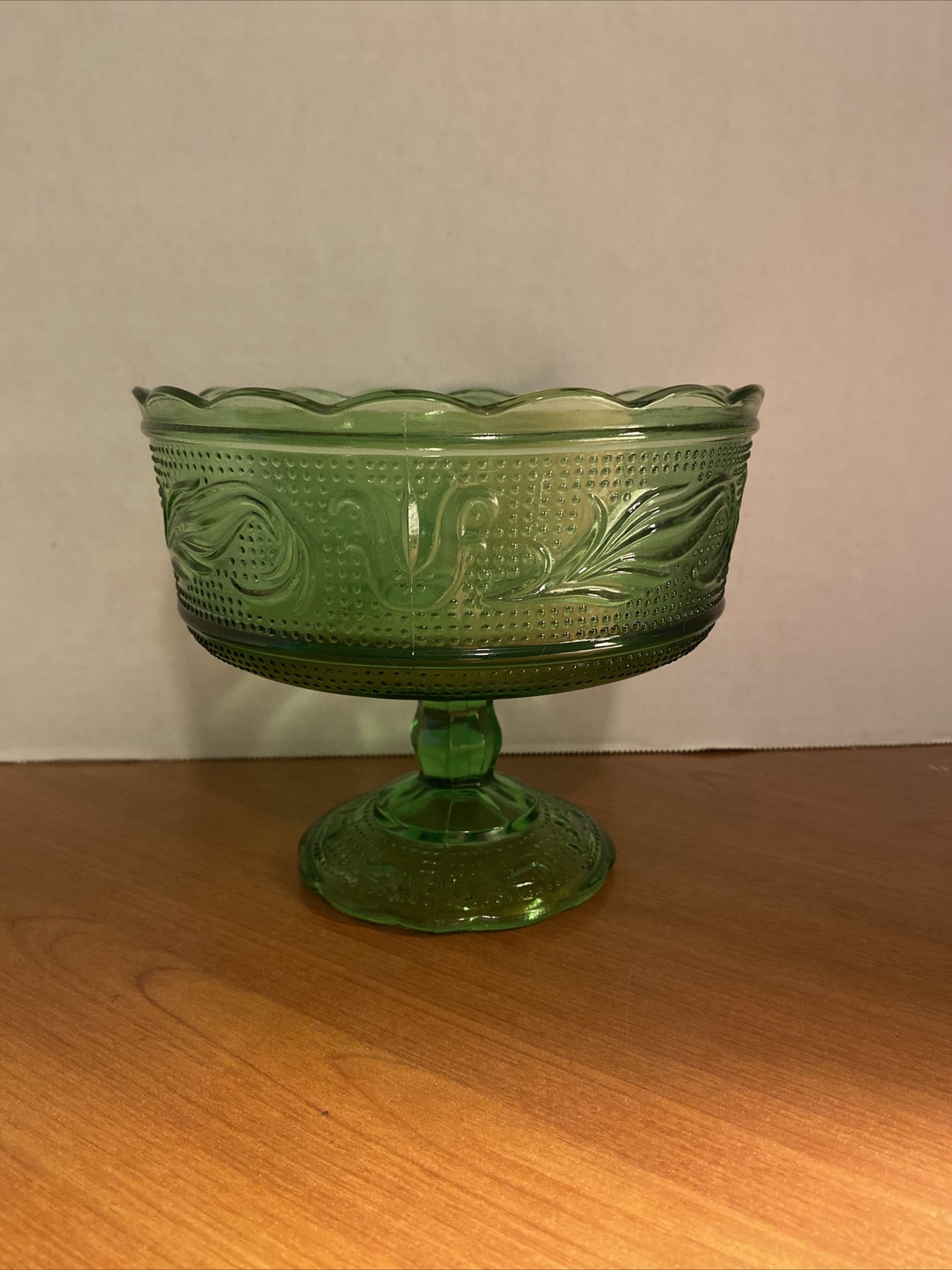 Vintage E O Brody M6000 Emerald Green Pedestal Compote Candy/Fruit Bowl
