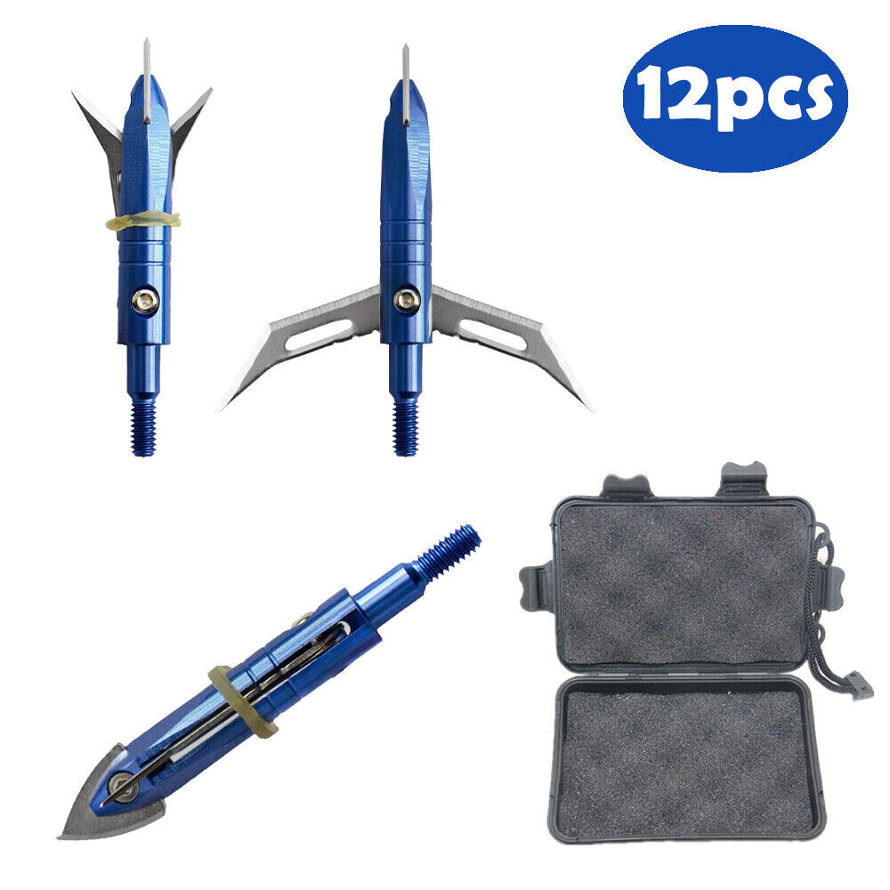 48pc Retracted 402 Stainless Steel Blade Broadheads Compound Crossbow Arrow Tips