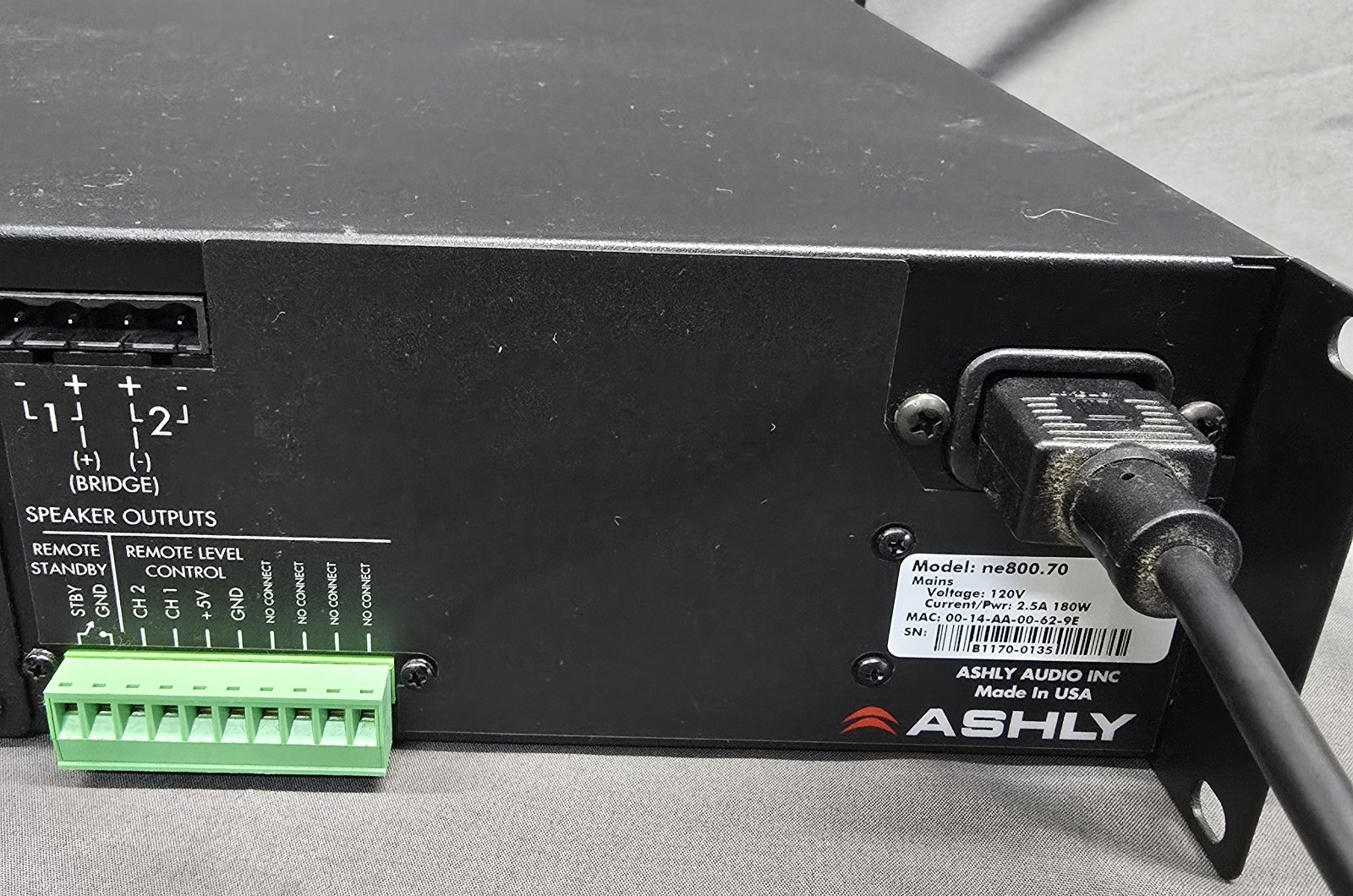 Ashly ne800.70 Network-Enabled 180W Eight-Channel 120V Amplifier