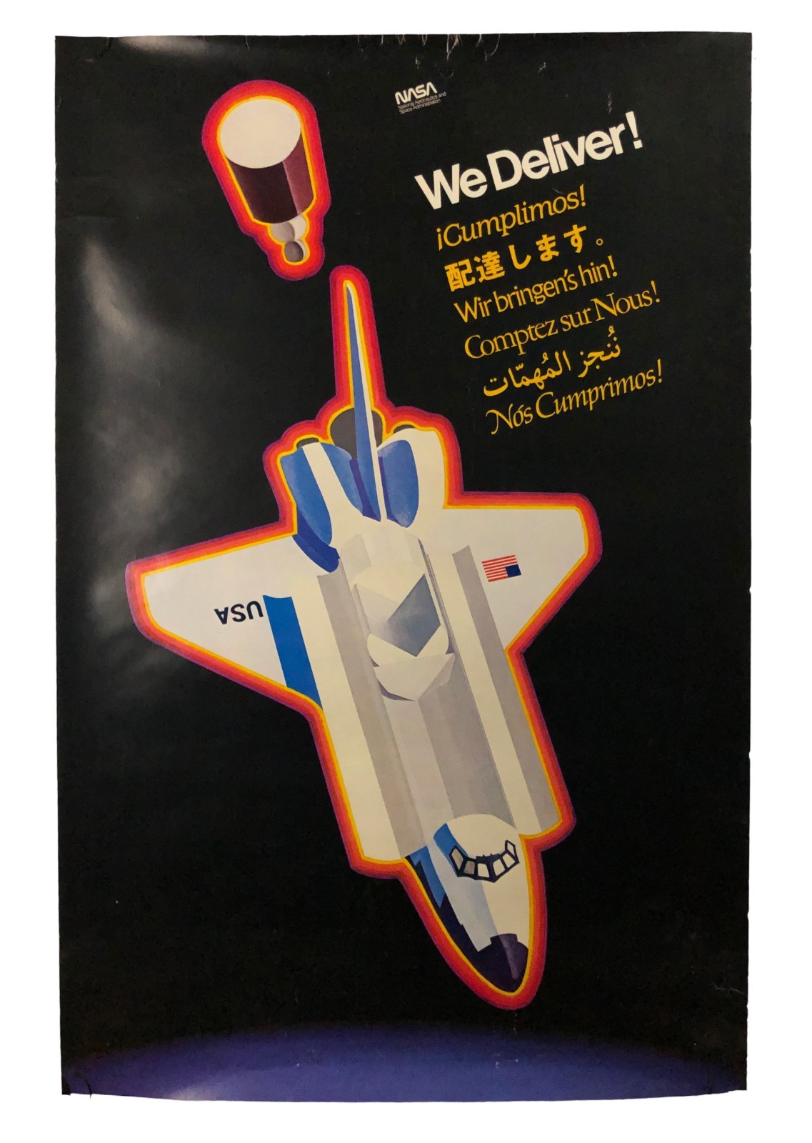 1970s NASA Space Shuttle “We Deliver” Poster 36 x 24"