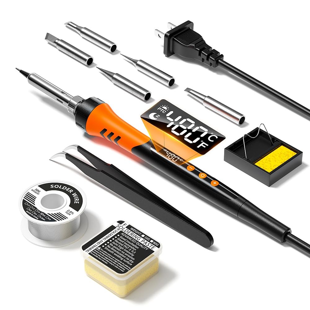 10In1 Soldering Iron Kit 90W 110V LCD Gun 5 Tips Adjustable Temp 180480C