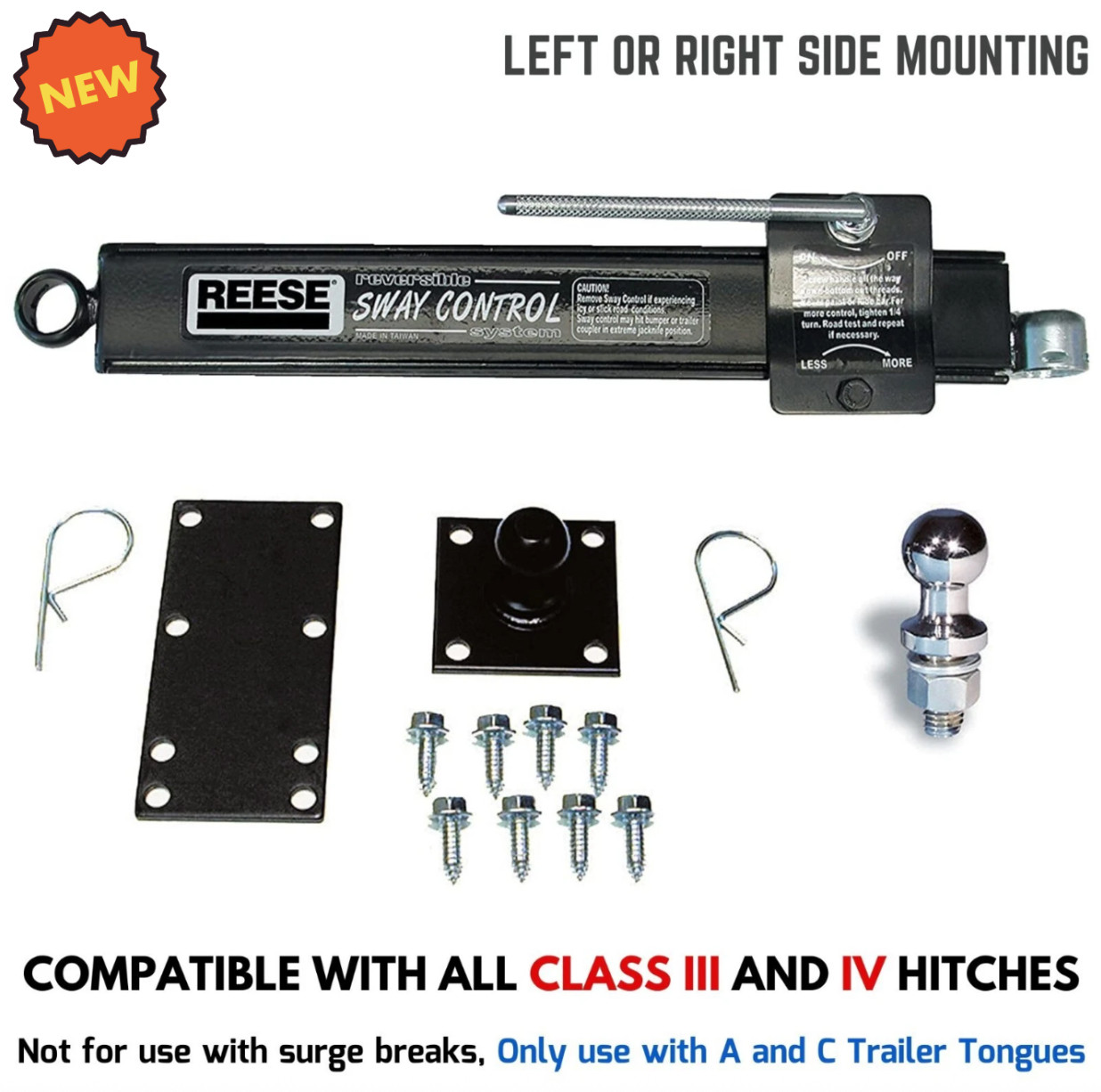 Towing Weight Distribution Hitch Camper Trailer Sway Control Left or Right-Mount