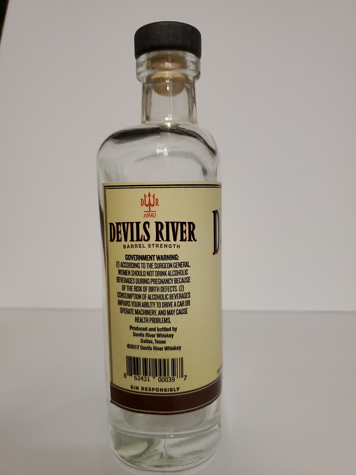 Empty Clear Bottle From Devils River 750ml Heavy Duty 9" Tall