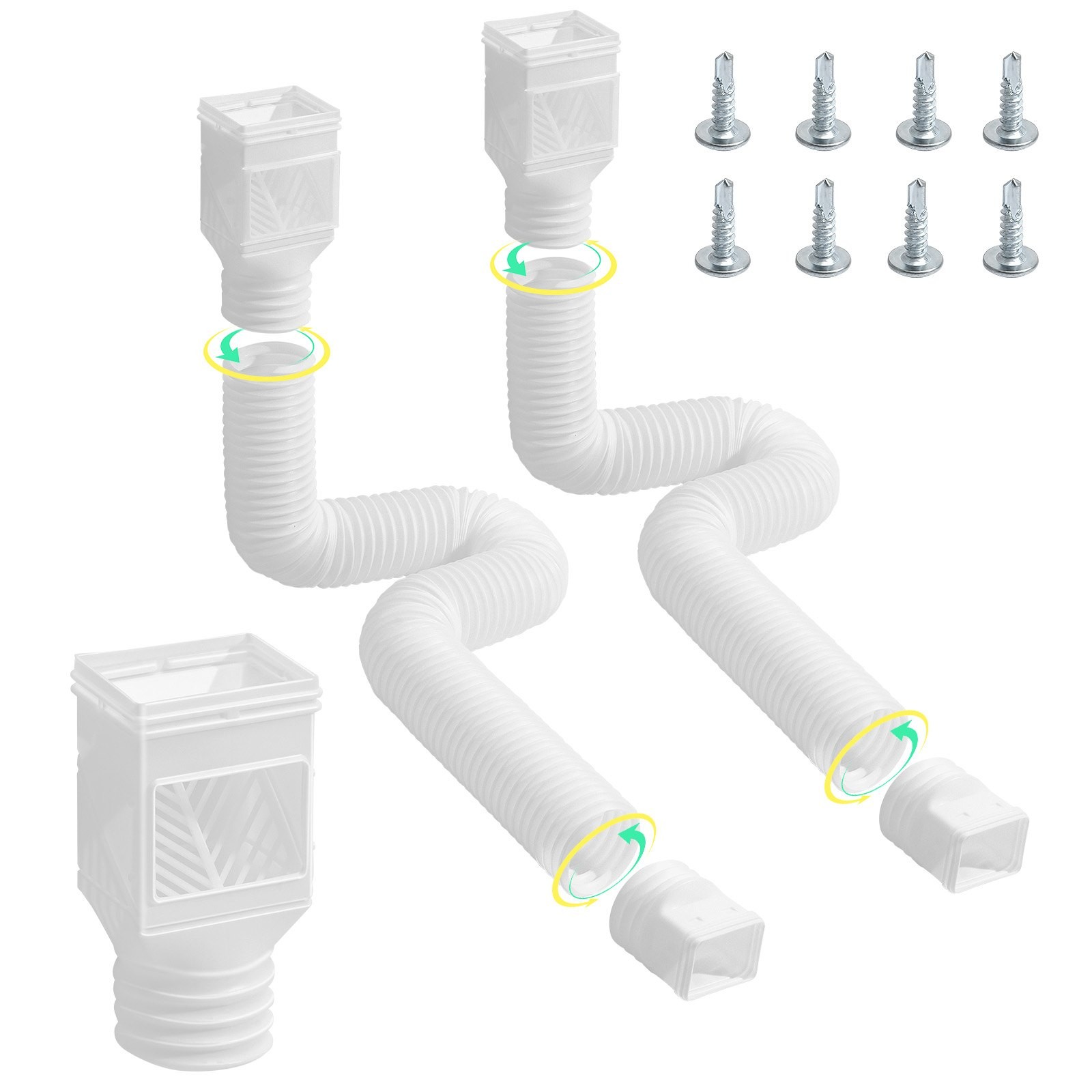 [New]Rain Gutter Downspout Extensions,2-Pack Flexible Downspout Extender,Down Sp