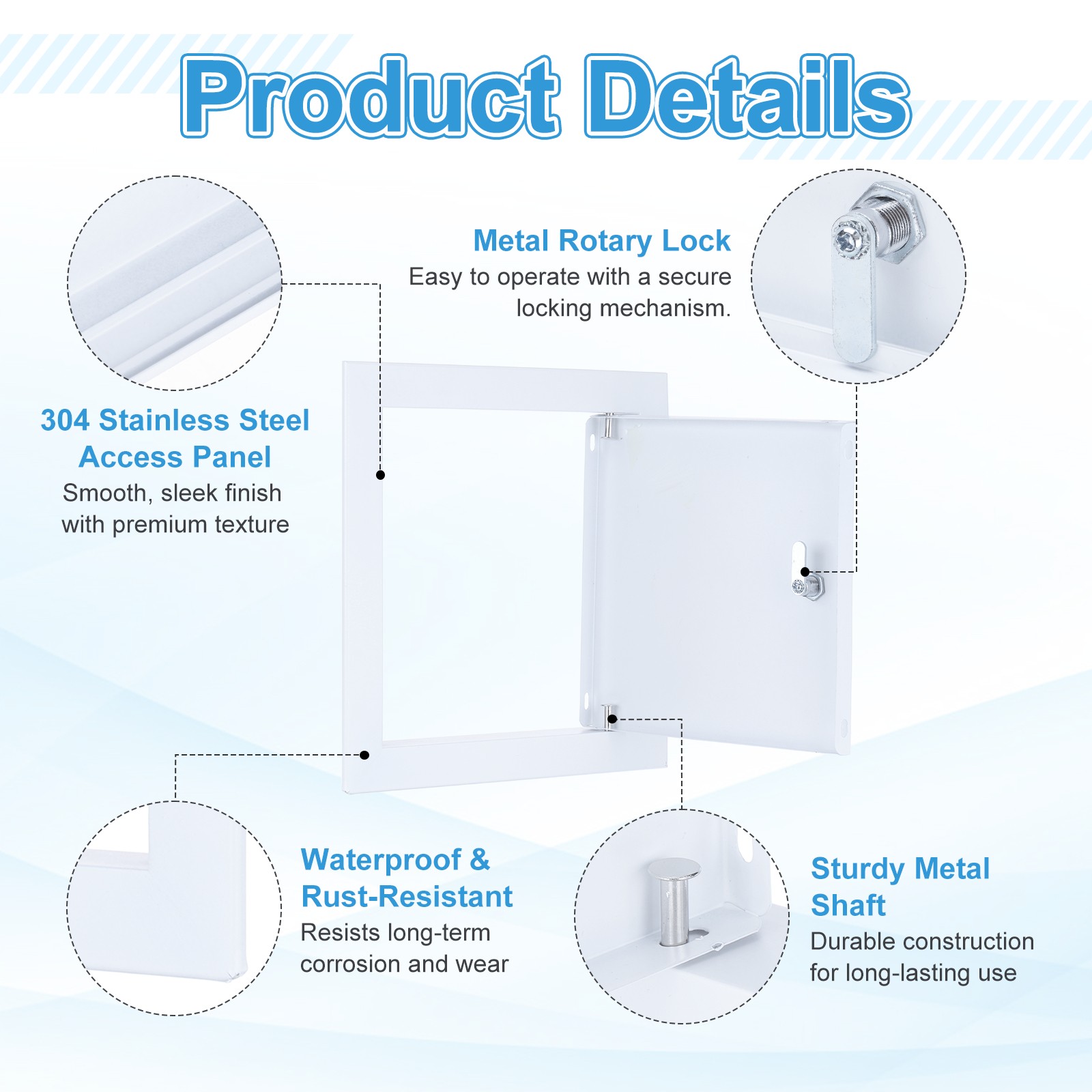 Access Panel (6"x6") Plumbing Access Door Lock-in Installation With Key, White