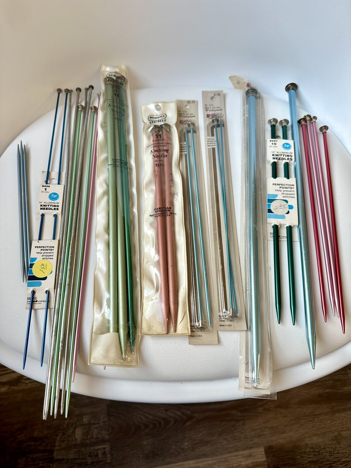 Vintage Aluminum Knitting Needles Lot Boye Scovill Susan Bates Hero Lot of 29
