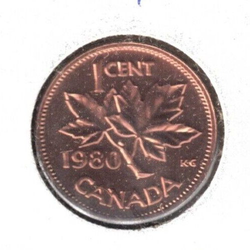 1980 Canadian Proof Like One Cent Elizabeth II & Maple Leaf Coin!