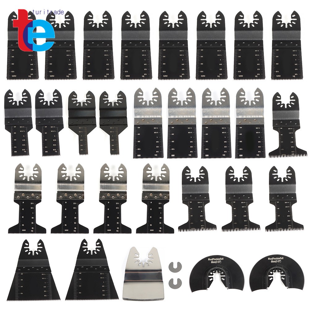 31 Pack Universal Quick Release Multitool Saw Blades Fit For Wood Metal Drywall