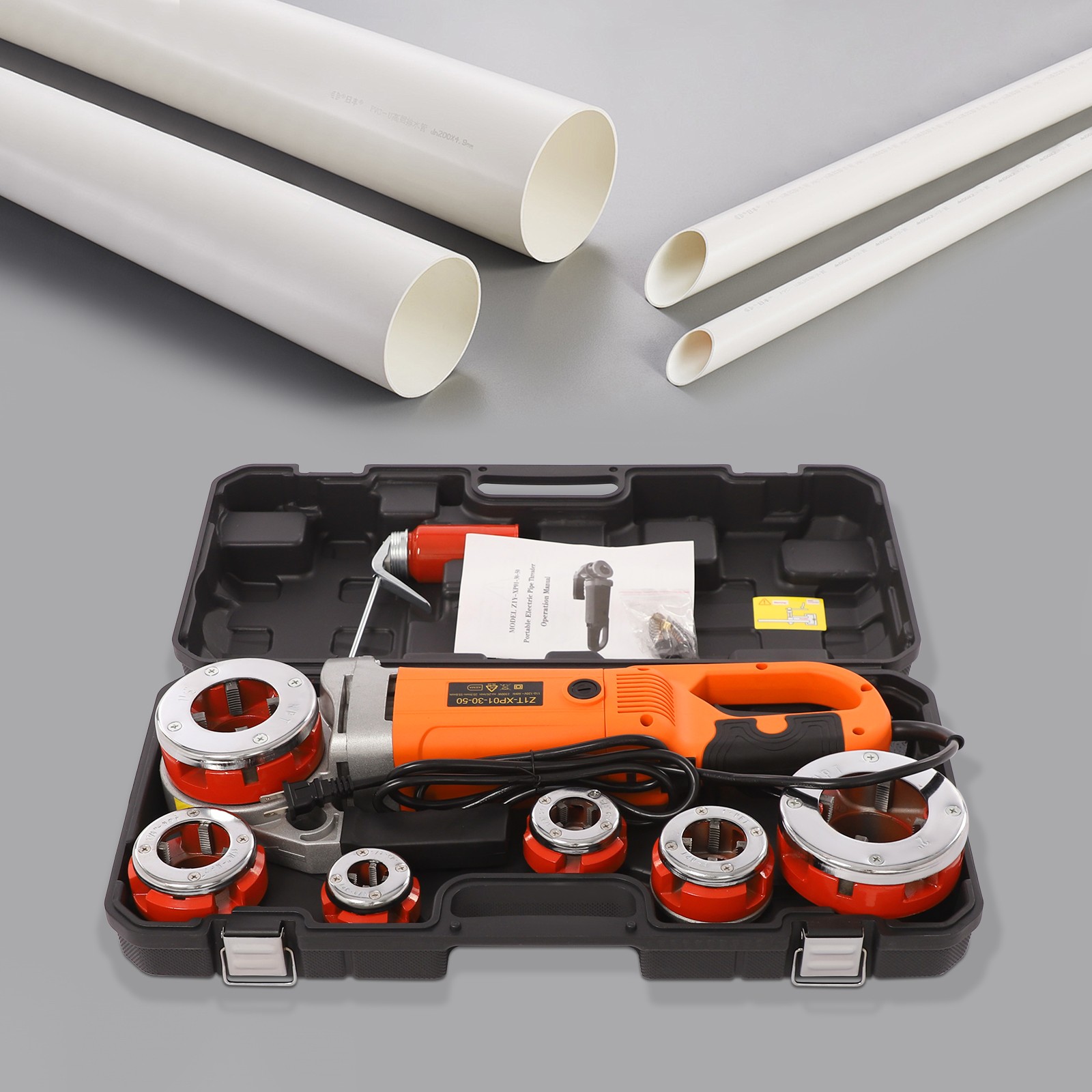Handheld Electric Pipe Threader Threading Machine W/6 Pipe Cutter 1/2" - 2"