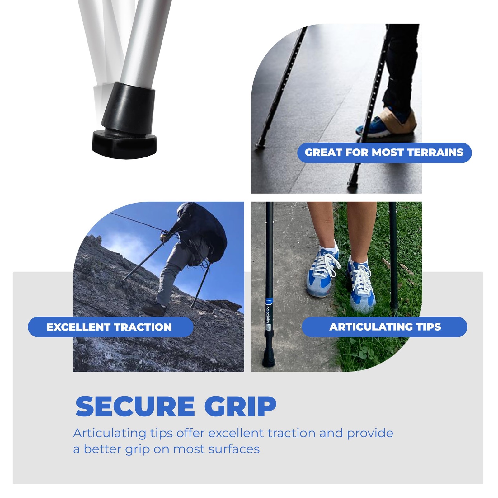 in-Motion Forearm Crutches | Spring Assist | Ergonomic Handles | Articulating Ti