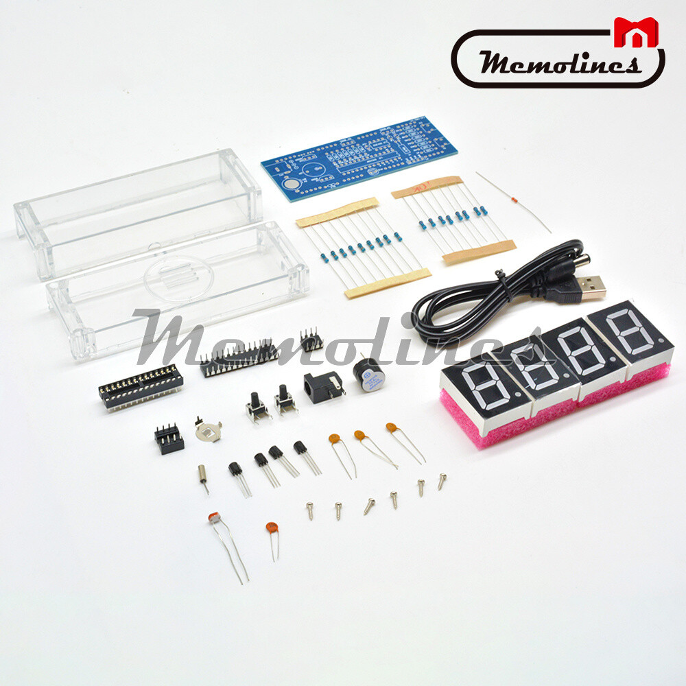DC 5V LED Electronic 4-Bit Digital Temperature Thermometer Clock DIY Kits