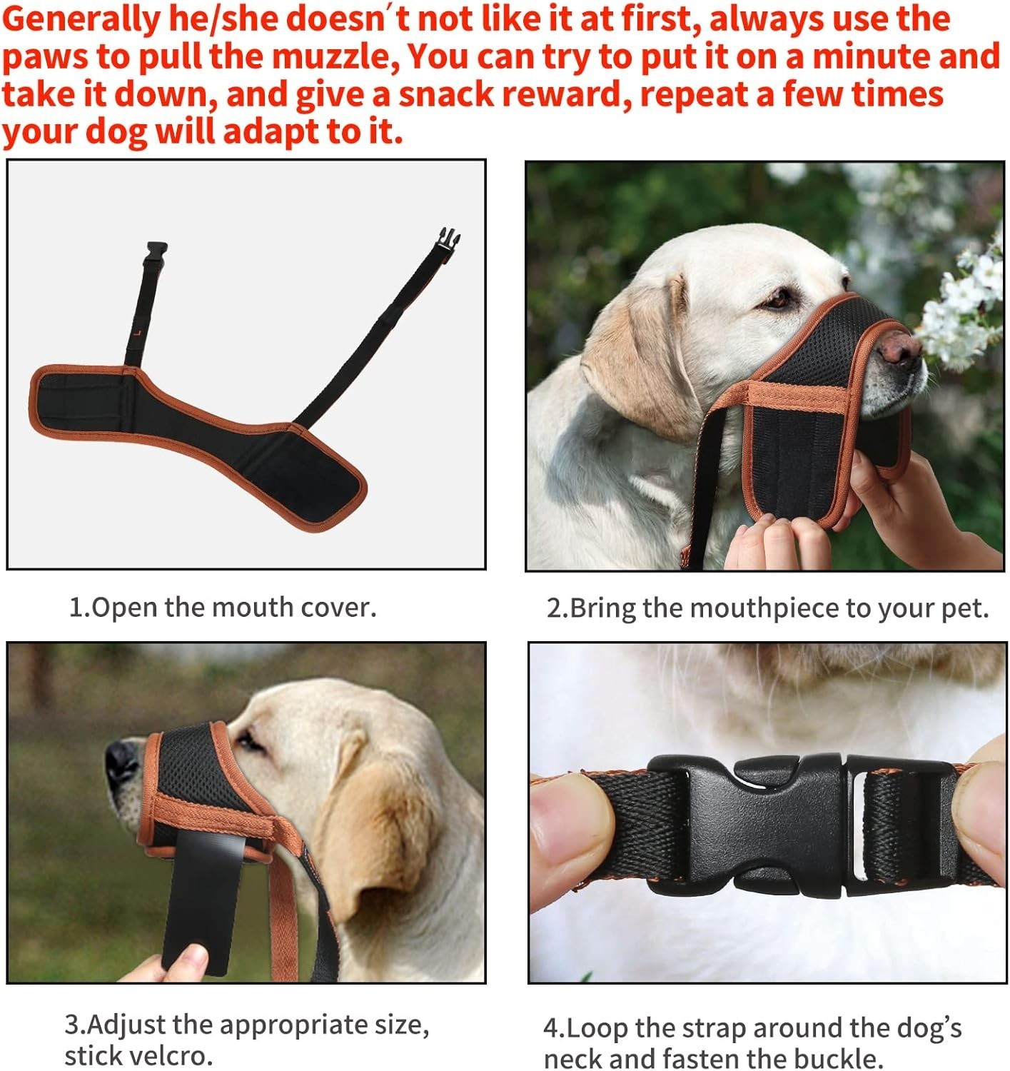 Dog Muzzle Nylon Breathable Adjustable Small Medium Large Anti Biting Barking