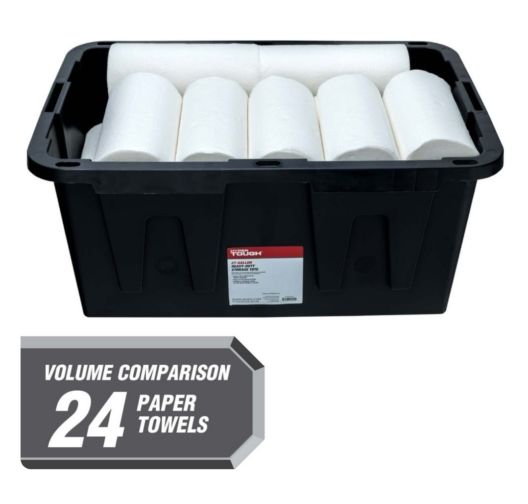 Hyper Tough Large Storage Bin 27 Gallon Plastic Containers 4 Pack Heavy Duty
