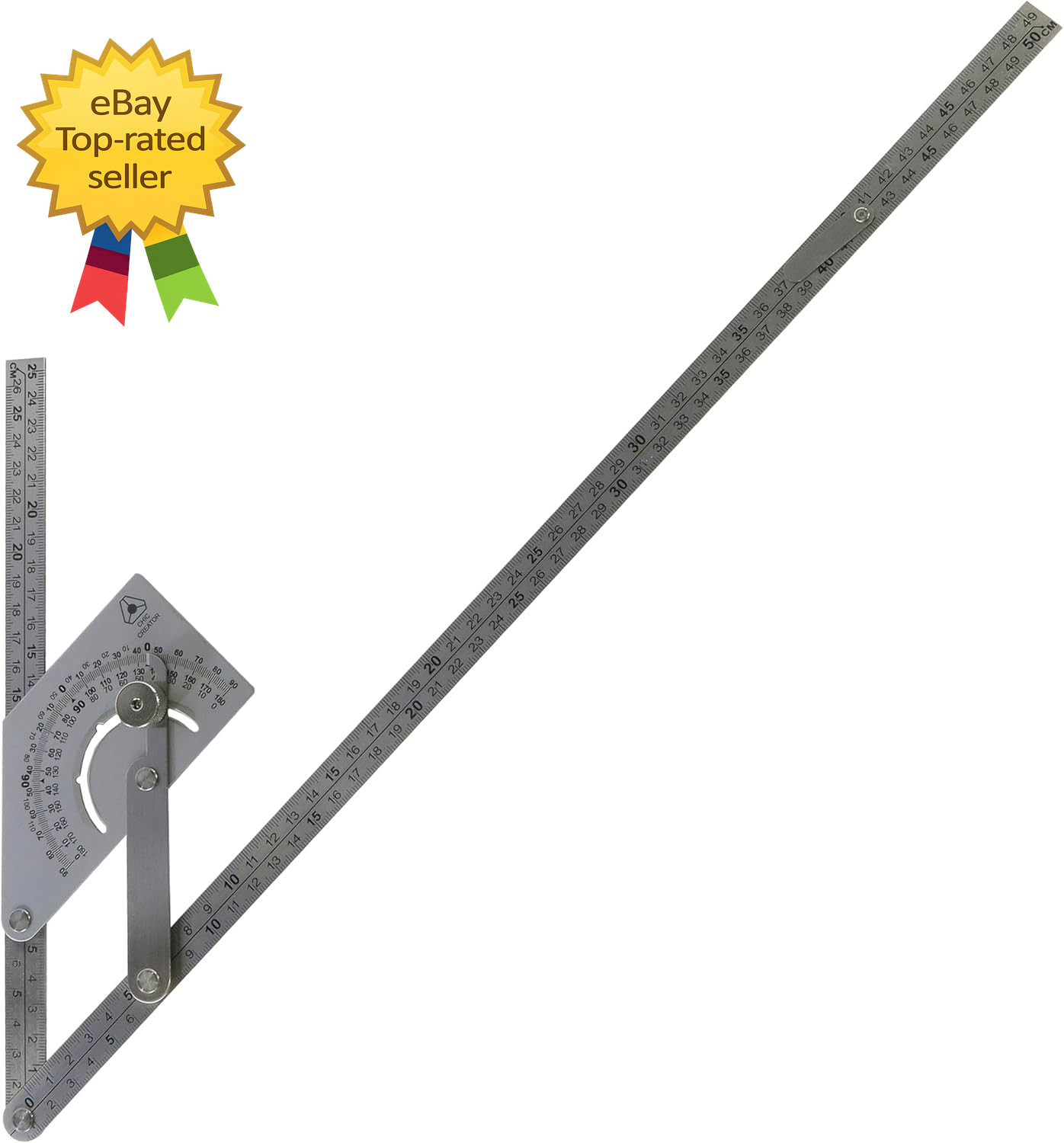 Angle Finder IV, Stainless Steel Protractor 0-180 Degrees, Measures inside or ou