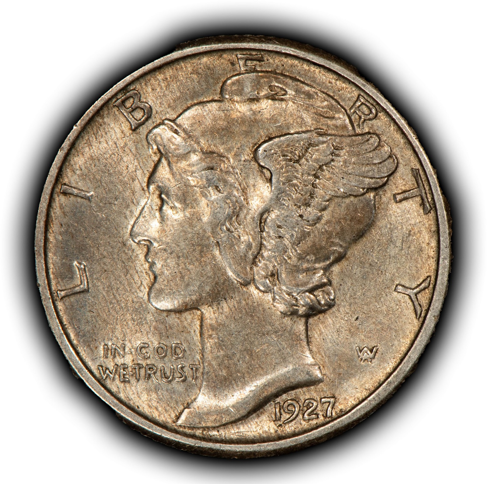1927 10c Mercury Silver Dime - Original Toning - AU - SKU-Z6773