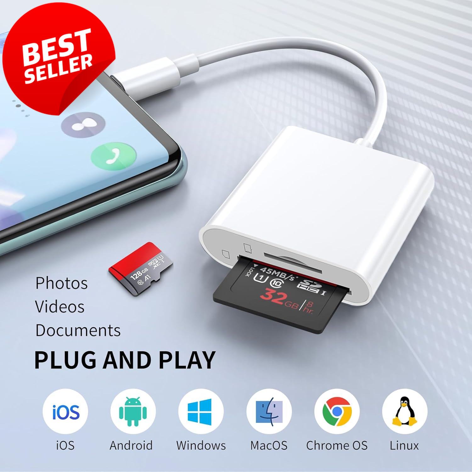 USB C SD Card Reader Dual Slot SD MicroSD Adapter iPhone 15 16 iPad Mac - US
